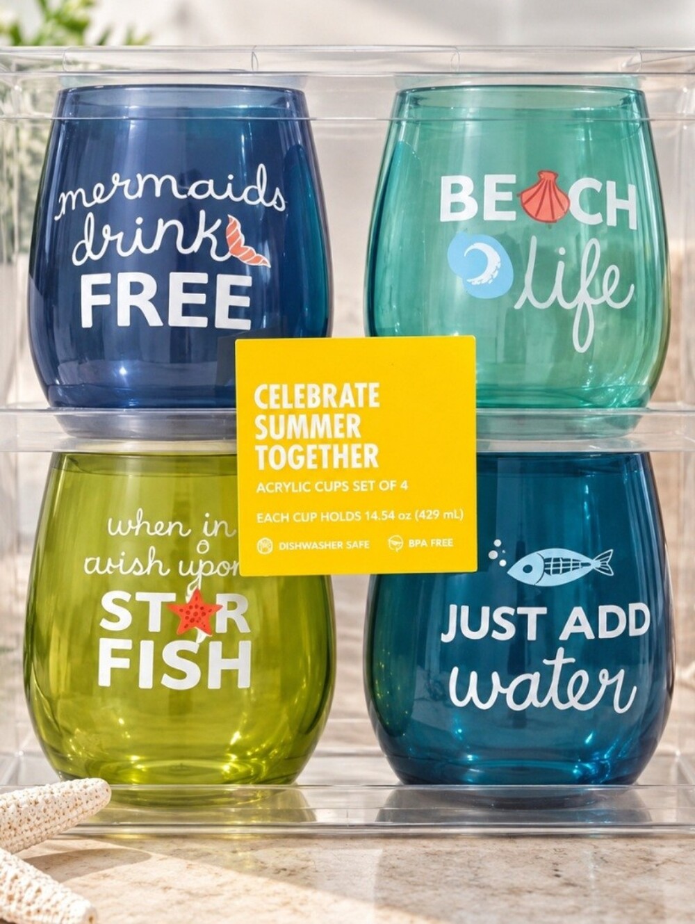 Kohl's Coastal Colored Stemless Tumblers - Coastal